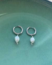 Image 2 of Stainless Steel FreshWater Pearl Huggies