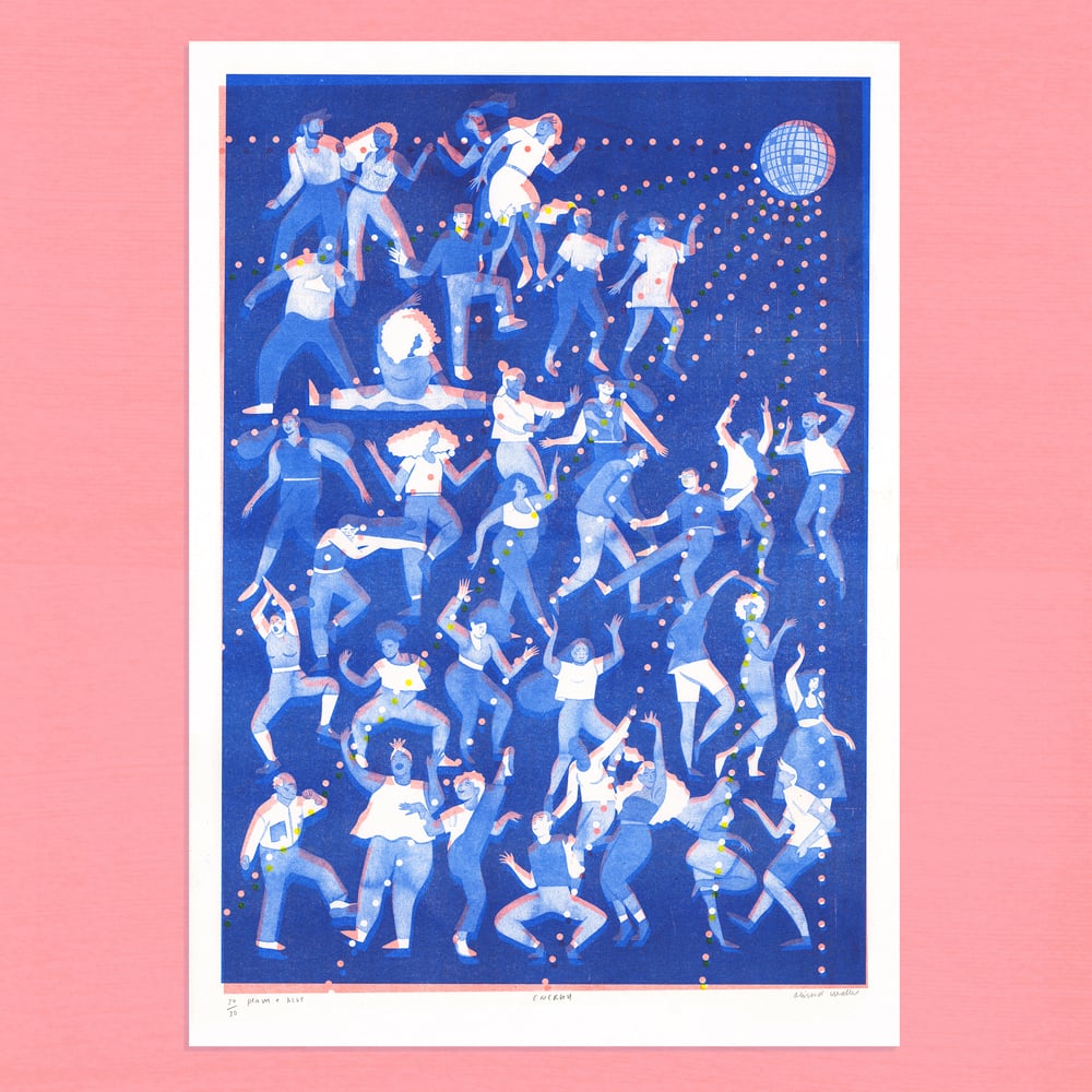 Image of 'ENERGY' riso print, blue