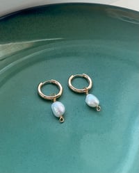 Image 5 of 18K Gold Plated FreshWater Pearl Huggies 