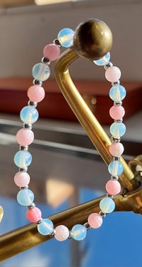 Frosted pink Agate and Opalite bracelet.