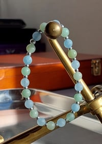 Cornflower blue Quartz and green Aventurine bracelet.