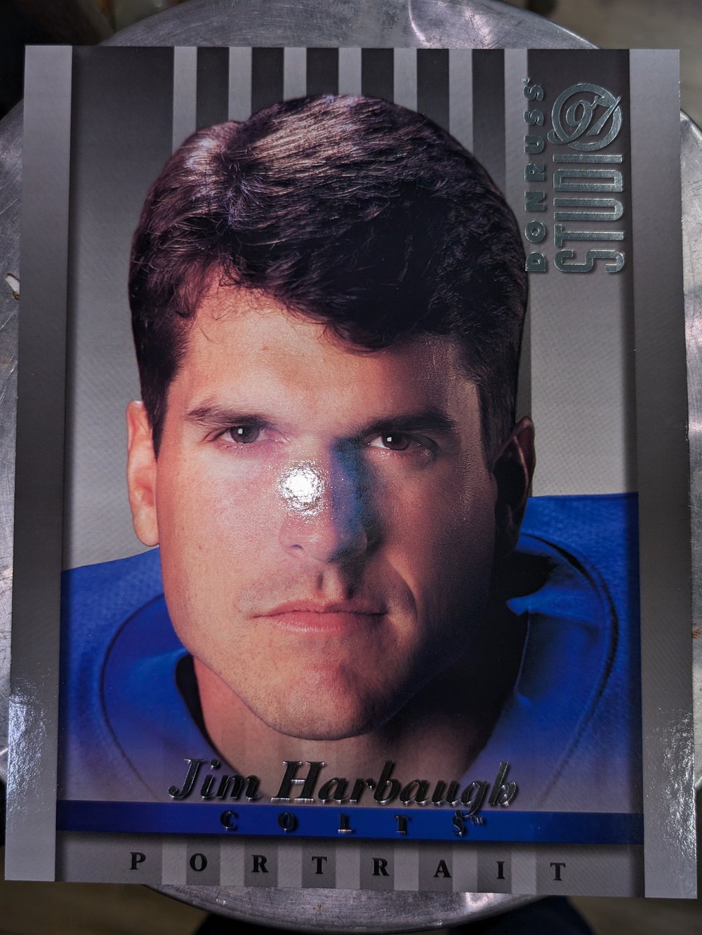  997 DONRUSS STUDIO 8 X 10 JIM HARBAUGH INDIANAPOLIS COLTS QB CARD