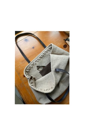 Image of khaki tote with leather straps 