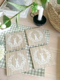 Image 1 of SALE! Wooden Bunny Coasters ( Set of 4 )