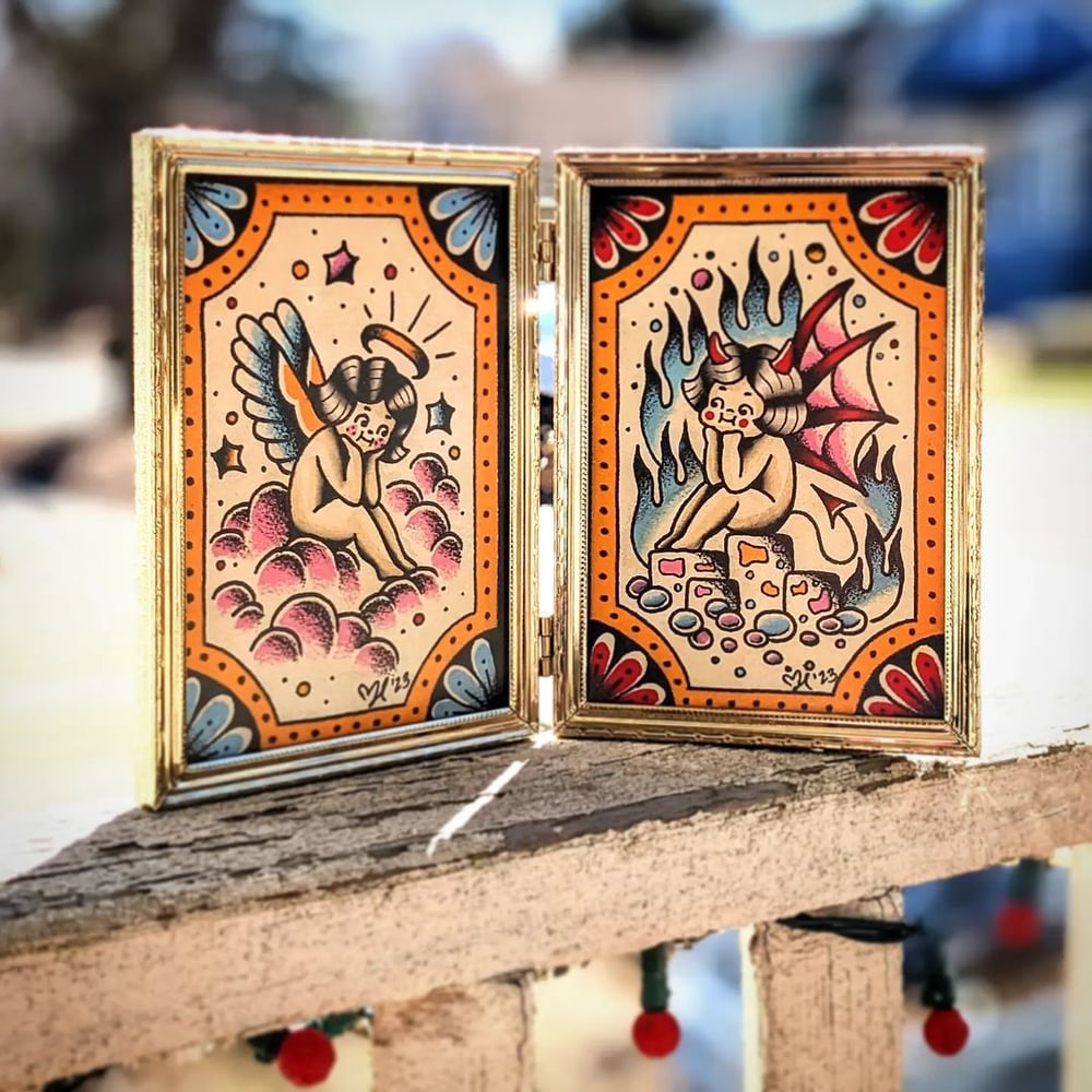 Image of angel & devil babes art prints