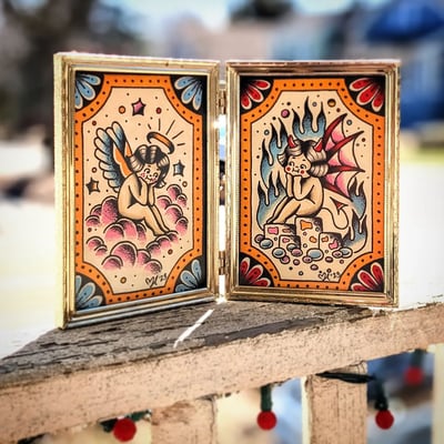 Image of angel & devil babes art prints