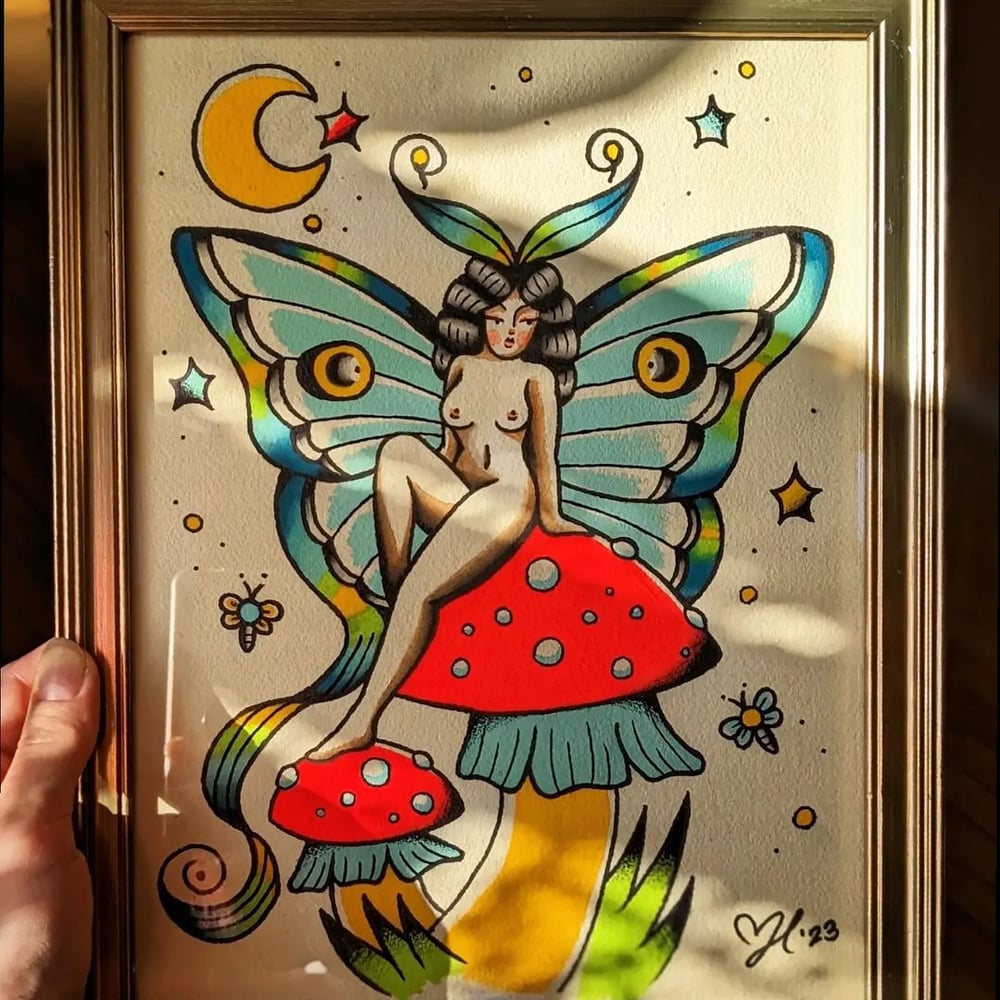 Image of mushroom fairy art print