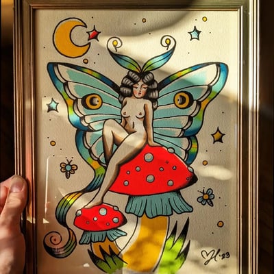 Image of mushroom fairy art print