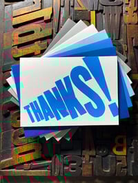 Image 1 of Thanks! | Typographic Letterpress Card | Fluorescent Blue