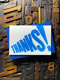 Image 3 of Thanks! | Typographic Letterpress Card | Fluorescent Blue