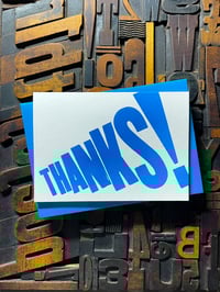 Image 4 of Thanks! | Typographic Letterpress Card | Fluorescent Blue
