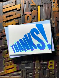 Image 5 of Thanks! | Typographic Letterpress Card | Fluorescent Blue