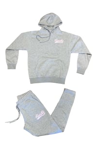 Image of Hustle Allstar Sweatsuit (White/Pink)