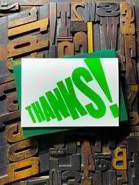 Image 2 of Thanks! | Typographic Letterpress Card | Fluorescent Green