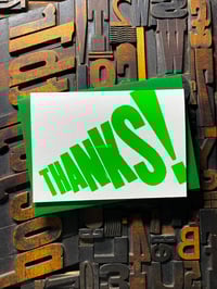 Image 3 of Thanks! | Typographic Letterpress Card | Fluorescent Green