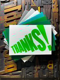 Image 1 of Thanks! | Typographic Letterpress Card | Fluorescent Green