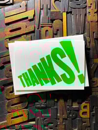 Image 5 of Thanks! | Typographic Letterpress Card | Fluorescent Green