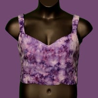 Image 1 of XL Ice Dyed Violet Linen Crop Top