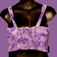 Image 2 of XL Ice Dyed Violet Linen Crop Top