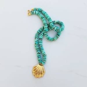 Vintage Gold Shell & Turquoise Necklace