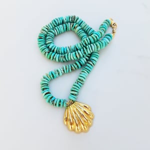 Vintage Gold Shell & Turquoise Necklace