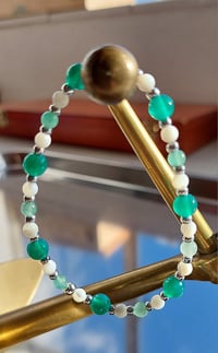 Green Aventurine, Green Agate and Mother of Pearl bracelet.