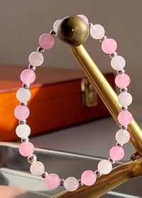 Pink Jade (dyed) and Rose Quartz bracelet.