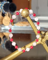 Red Jade (dyed) and Rose Quartz bracelet.