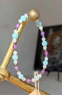 Amazonite, purple Jade (dyed) and rose Quartz bracelet.