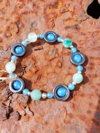 Green Malay Jade, blue Sponge Quartz and blue Malay Jade bracelet.