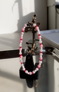 Frosted pink Agate, white Agate and Carnelian Anklet.