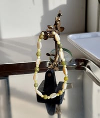 Mother of Pearl, Peridot and Butter Jade Anklet.