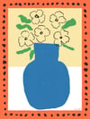 Pivoines et vase bleu