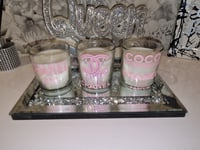 Image 1 of PINK AND WHITE JAR CANDLE SET