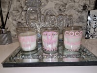 Image 2 of PINK AND WHITE JAR CANDLE SET