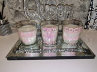 Image 3 of PINK AND WHITE JAR CANDLE SET