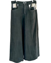 Image 3 of Wide Leg Double Pocket Deterioration Pants With Striped Linen