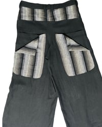 Image 5 of Wide Leg Double Pocket Deterioration Pants With Striped Linen