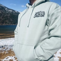 Image 1 of Get a Job Hippy heavyweight hoodie (Dusty Sage)