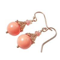 Shell Pearl Earrings - Faux Coral and Rose Gold Vermeil