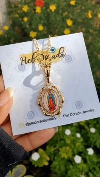 Image 3 of 18k Oval Guadalupe and Saint Jude Necklaces 