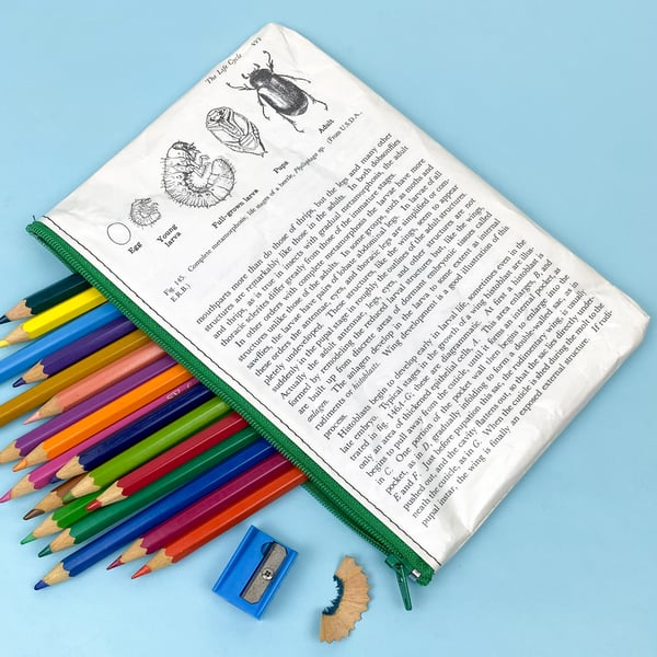 Image of Beetle Metamorphosis Book Page Pencil Case