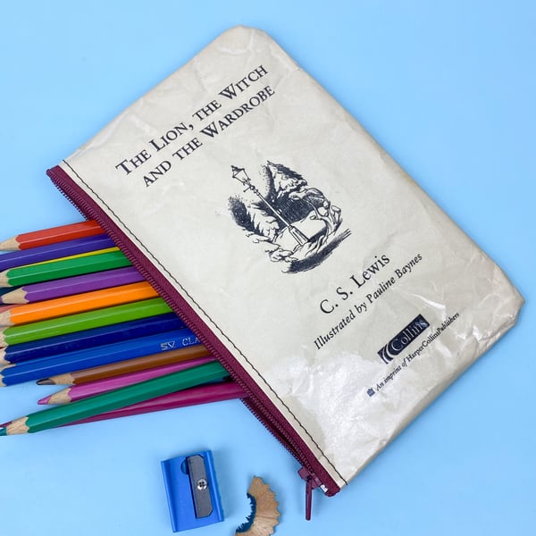 Image of The Lion, the Witch and the Wardrobe, Narnia Book Page Pencil Case, C. S. Lewis