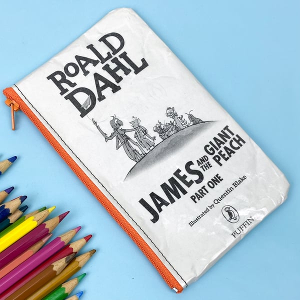 Image of James and the Giant Peach Book Page Pencil Case, Roald Dahl