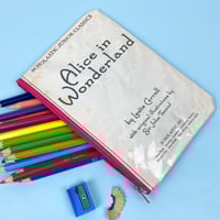 Image 1 of Alice in Wonderland Book Page Pencil Case, “Off with her head!”