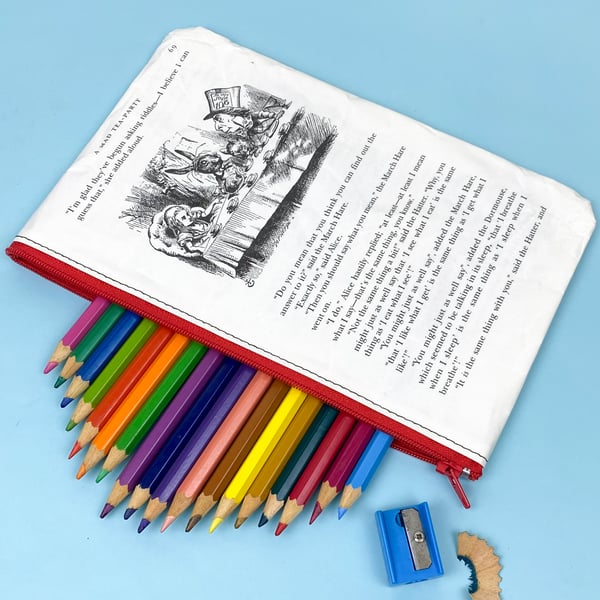 Image of A Mad Tea Party, Alice in Wonderland Book Page Pencil Case