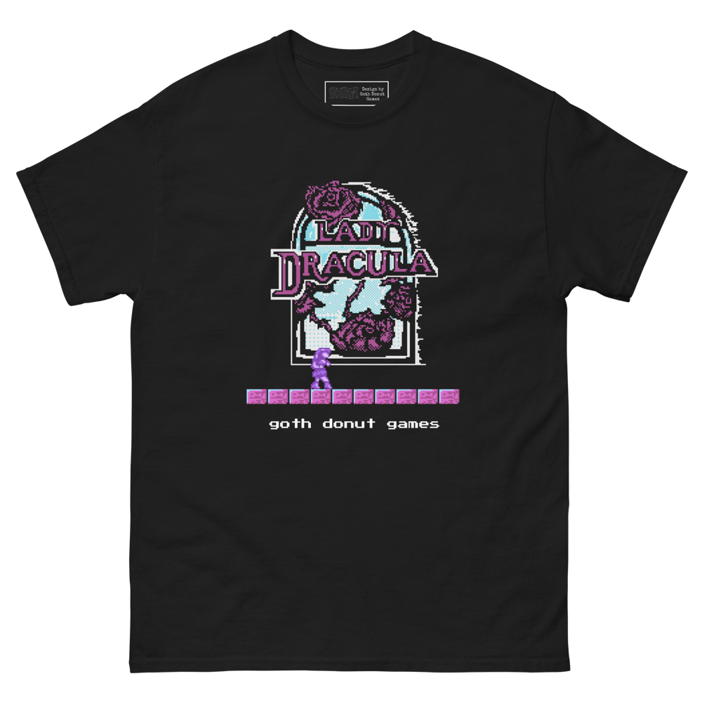 Image of Lady Dracula Title Screen Tee by Goth Donut Games