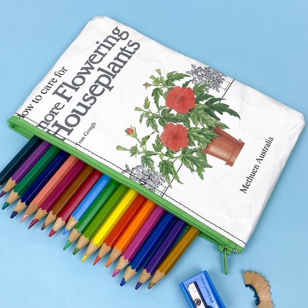 Image of Flowering Houseplants Book Page Pencil Case