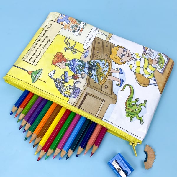 Image of Magic School Bus Book Page Pencil Case, Dinosaurs 