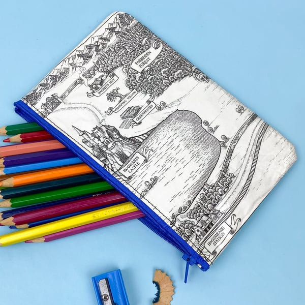 Image of Hogwarts Map, Harry Potter Book Page Pencil Case